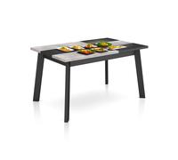 Mesa De Comedor Naira 140 Negro Cemento Negro 141 X 74 X 90 Cm