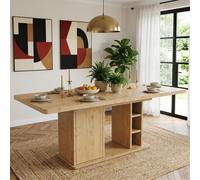 Mesa de comedor okwish con superficie extensible, para 6-8 personas, mesa de cocina con espacio de almacenamiento, tablero reforzado, roble
