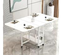 Mesa de comedor plegable moderna, mesa de cocina plegable, mesa de cocina extensible con 6 ruedas, mesa de comedor con ruedas, plegable en 3 formas, para cocina, dormitorio, salón (Co