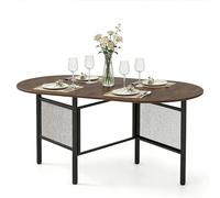 Mesa de comedor plegable ovalada para 6-8 pulgadas, diseño moderno con altura ajustable, elegante parte superior de madera para cocina y sala de estar, 150 x 80 cm