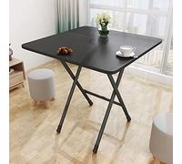 Mesa de comedor plegable portátil de 60 cm, mesa de centro cuadrada con patas de metal, ideal para acampar al aire libre, jardín, oficina en casa y juegos, diseño negro Slish