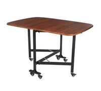 Mesa de comedor plegable triple con 6 ruedas, mesa grande 120 x 80 cm | Mesa de comedor extensible hasta 100 kg, rectangular, para comedor, salón, color marrón