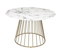 Atmosphera - Mesa de Comedor «Rayo» - Tablero de Vidrio Templado - Efecto mármol - Blanco D120 cm
