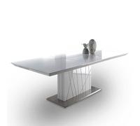 Mesa de comedor rectangular extensible - modelo ambra - sobre mdf bl - peana y base metal medidas 160/220 x 90 x 76h cm