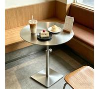 Mesa de comedor redonda de altura ajustable, mesa de bar de cócteles, mesas auxiliares para sofá, para cocina, comedor, patio trasero, bistró, interior y exterior, acero inoxidable(Top 50cm)