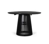 Mesa de comedor redonda en madera de mindi y base rejilla 120cm82X120X120