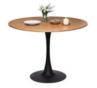 Mesa De Comedor Redonda Fija Elias Roble Y Negro 102x102 Cm