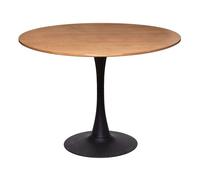 Atmosphera Mesa comedor redonda Elias 4 personas 102 cm tablero efecto roble pata metal negro
