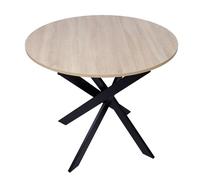 Comfort Home Innovation - Mesa de Comedor Fija Redonda, salón, Modelo Zen, Color Roble, Patas metálicas en Negro Mate, Medida Ø90x77cm de Altura.