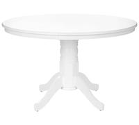 Mesa de comedor redonda vintage con pedestal de madera blanca 120 cm Akron