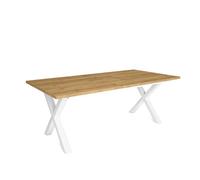 Mesa de Comedor Skraut Home, 10 Comensales, 200, Robusta y estable gracias a su estructura y patas macizas, Ideal para reuniones familiares, Roble, Estilo Industrial, 194x90x75cm OAK-PATA X WHITE