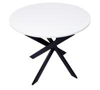 Skraut Home - Mesa Comedor Fija Redonda | 90 x 90 x 77 cm | Capacidad hasta 4 Personas | Materiales Resistentes | Modelo Zen (90cm, Blanca + Patas Negras)