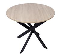 Skraut Home - Mesa Comedor Fija Redonda | 90 x 90 x 77 cm | Capacidad hasta 4 Personas | Materiales Resistentes | Modelo Zen (90cm, Roble + Patas Negras)