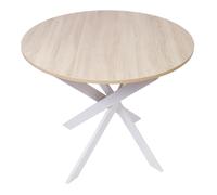 Mesa de Comedor Skraut Home fija redonda - Modelo Zen - Ø90x90x77cm - Capacidad hasta 4 personas - Materiales resistentes - Encimera en melamina de alta calidad - Color mate con patas metálicas color
