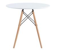 Mesa de comedor tower redonda color blanco y haya 80x75 cm