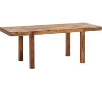 Mesa de comedor WOHNLING, 120 - 200 cm, madera maciza de sheesham, diseño atemporal, mesa de cocina extensible, mesa de comedor grande, rectangular, sencilla, mesa de madera para el comedor