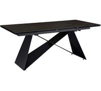 Mesa de comedor WOHNLING, 180-260 cm, extensible, de cerámica y vidrio, color negro. Mesa de cerámica grande, diseño moderno, rectangular, para comedor, de estilo extravagante