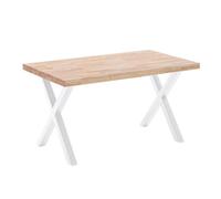 Adec Group Mesa de comedor X-Loft, roble salvaje, patas metálicas blancas 140x80x76 cm