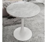 Mesa de conferencias/mesa auxiliar de 70 cm de diámetro, estilo Mid-Century Modern, con diseño redondo, dibujo en madera, color gris y blanco