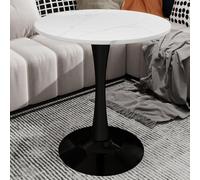 Mesa de conferencias/mesita auxiliar okwish, de 70 cm de diámetro, estilo Mid-Century Modern, con diseño redondo, dibujo de madera y en color blanco y