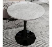 Mesa de conferencias/mesita auxiliar okwish, de 70 cm de diámetro, estilo Mid-Century Modern, con diseño redondo, dibujo de madera y en color y gris