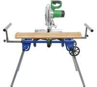 Mesa de corte para sierra circular, estructura plegable y con altura ajustable, equipada con 2 ruedas y capacidad de carga de 150 kg. Mesa de trabajo para sierras circulares de 7 a 14 pulgadas, con al