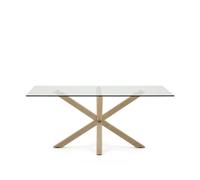 Mesa de cristal Argo con patas de acero efecto madera, 180 x 100 cm