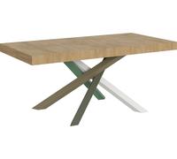 Mesa de desvestido de 200/304 x 90 cm, modelo Volantis, en roble natural con acabados multicolores, patas modelo 4/A