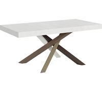 Mesa de desvestido, dimensiones 200/304 x 90 cm, modelo Volantis, madera de fresno, color blanco con detalles multicolores, patas modelo 4/C