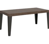Mesa de desvestir de 200/304 x 90 cm, madera de nuez flameada, patas en color antracita