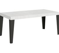 Mesa de desvestir, dimensiones 200/304 x 90 cm, color blanco "Flammenweiß", estructura de haya en color antracita, patas
