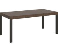 Mesa de desvestir, dimensiones 200/460 x 90 cm, acabado "Everyday" en nogal, patas en color antracita