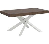 Mesa de desvestirse, 180/440 x 90 cm, modelo Volantis, acabado en nogal, patas blancas