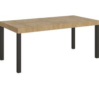 Mesa de desvestirse de 200/304 x 90 cm, acabado "Natur-Eiche" (roble natural) con patas color antracita