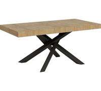 Mesa de desvestirse de 200/460 x 90 cm, modelo Volantis, con tablero en roble natural y patas en color antracita