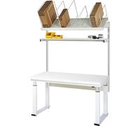 Mesa de embalaje completa 600, de altura regulable eléctricamente RAU, kit 1 con estante superior