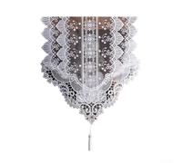 Mesa de encaje blanco elegante poliéster bordado malla mantel para comedor escritorio decoración té fiesta hogar adorno 35 cm ancho (35 x 210 cm)