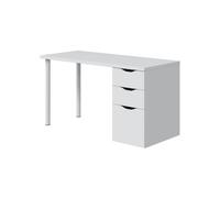 Habitdesign Mesa de escritorio Athena – Reversible 2 cajones y 1 puerta 138×60×74 cm Blanco Artik