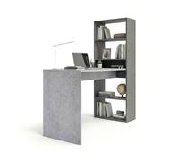 Mesa de escritorio con estantería en gris grafito y gris cemento 120x50 cm cosmic