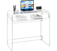 Mesa de escritorio de acrílico VEVOR, de 2 niveles, mesa de entrada transparente con estante, moderna mesa rectangular para ordenador, escritorio robusto para dormitorio, oficina o salón, de 40 x 85 x