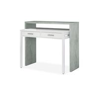 Mesa de escritorio extensible zira blanco artik (blanco mate) - gris cemento 98,5 x 87,5 x 66 cm