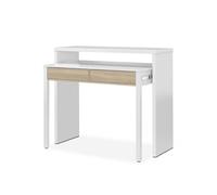 Mesa de escritorio extensible zira blanco artik (blanco mate) - roble canadian 98,5 x 87,5 x 66 cm