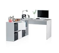 duehome - Mesa de escritorio multiposición 136x139 cm Move Artik white - cement gray