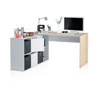 duehome - Mesa de escritorio multiposición 136x139 cm Move Artik white - canadian oak