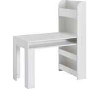 Mesa de escritorio para niños WOHNLING, color blanco, 90x50x110 cm. Mesa para pintar, ideal para el cuarto de los niños, con estantería. Mesa infantil moderna, escritorio para estudiantes con espacio