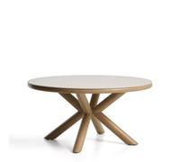 Mesa de exterior Mirtia en aluminio efecto madera y piedra sinterizada color crudo, Ø 148 cm