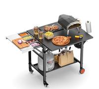 Mesa de horno de pizza para hornos de pizza Ooni, mesa de carrito de parrilla con estación de cobertura, soportes de pizza con ruedas, accesorios expansivos para horno de pizza para fiestas
