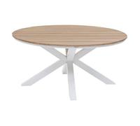 Mesa De Jardín De 4 Plazas "oriengo" De Acacia Y Aluminio Epoxi Blanco - Hespéride