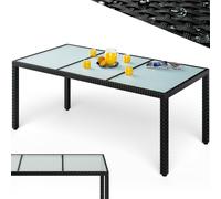 Mesa de jardín de poliratán negro 190x90x75cm cristal