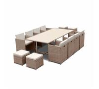 Mesa De Jardín De Resina Con Capacidad De 12 Plazas, Beige